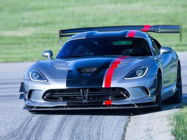 Dodge Viper with red and black racing stripes