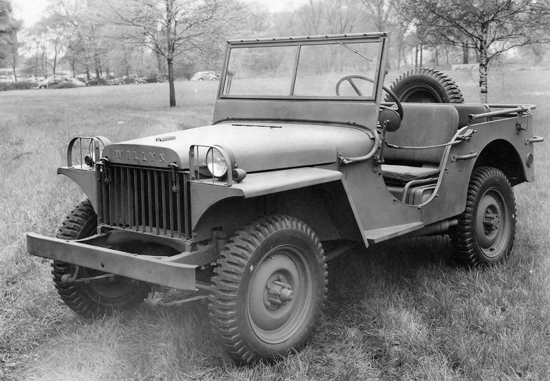 Willys Ma Jeep model from the early 1940's in black & white