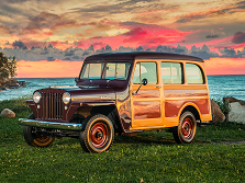 Color photo of a Willys Wagon Jeep from the mid 1940's